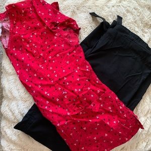 Red Geometric Pattern Scrub Set Size XS